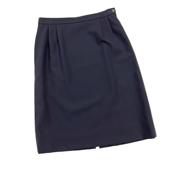 1970's Vintage Jaeger 100% Wool Pencil Skirt in Navy Blue - Picture 1 of 8